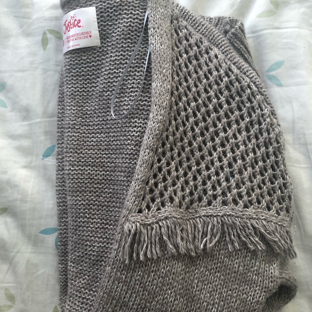 Justice warm gray cardigan
